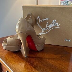 Christian Louboutin Beige Peep-Toe Heels